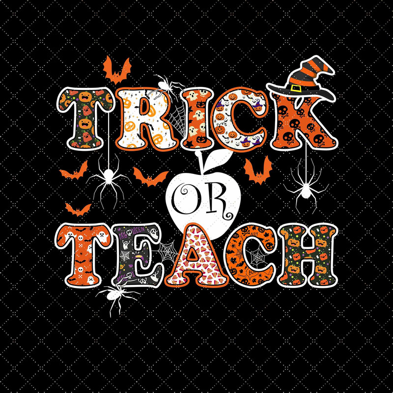 Trick Or Teach Png, Teacher Halloween Png, Spooky Teacher Png, Retro Teacher Png, Halloween Png, Halloween T-shirt Design For Teachers - 1.jpg