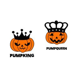 halloween pumpkin king queen logo svg, happy halloween svg