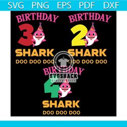 birthday 2 to 4 shark doo bundle svg, birthday svg, shark svg, happy birthday svg, birthday gift svg, kid gift svg, birt
