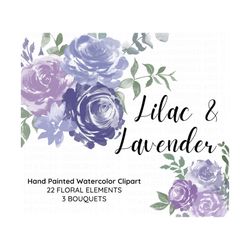 lilac lavender watercolor flowers clipart,light purple floral clip art,spring summer wedding clipart,bridal shower graph