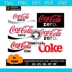 9 files of cocacola zero logo design bundle svg, brand svg