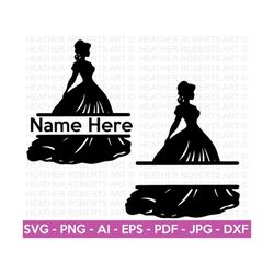 Princess Split Monogram Svg, Princess SVG, Princess Silhouette, Princess Shirt svg, Royalty Svg, Queen Svg, Cut File for