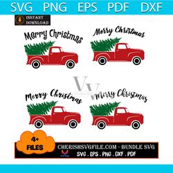 merry christmas truck bundle svg, 4 files of christmas truck svg