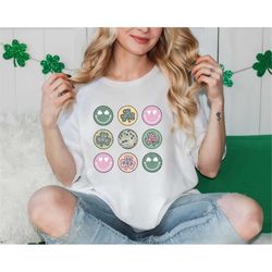 smiley clovers st patrick's day t shirt, happy go lucky irish, retro smiley face shirt, saint patty's day shirt, four le
