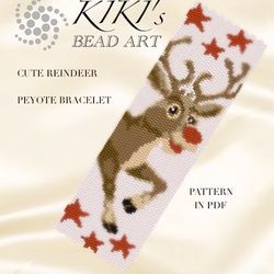 peyote beading pattern bracelet pattern cute reindeer of santa peyote pattern 1 or 2 drop peyote in pdf instant download