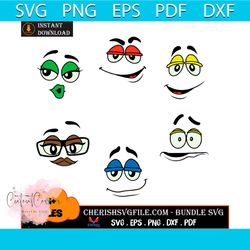 chistmas disney face bundle svg, 6 files of christmas face svg
