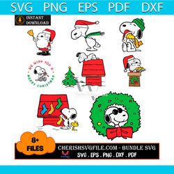 christmas snoopy dog bundle svg, 8 files of christmas snoopy svg, christmas svg