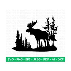 moose svg, nature moose svg, baby moose svg, animals svg, moose silhouette, moose clipart, jungle svg, forest animal, cu