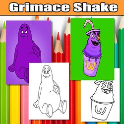 the grimace shake mcdonald's coloring book.PRINTABLE PDF