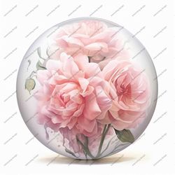 watercolor pink rose clip art - pastel rose and leaves png format instant download for commercial use