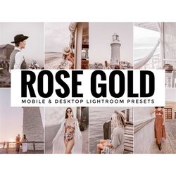 10 Rose Gold Mobile Lightroom Presets, Lifestyle & Instagram Photo Filters, Trendy Aesthetic, Easy One-Click Editing