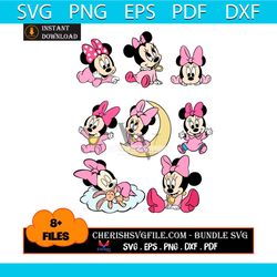 8 files of baby minnie mouse in pink suit bundle svg, disney svg