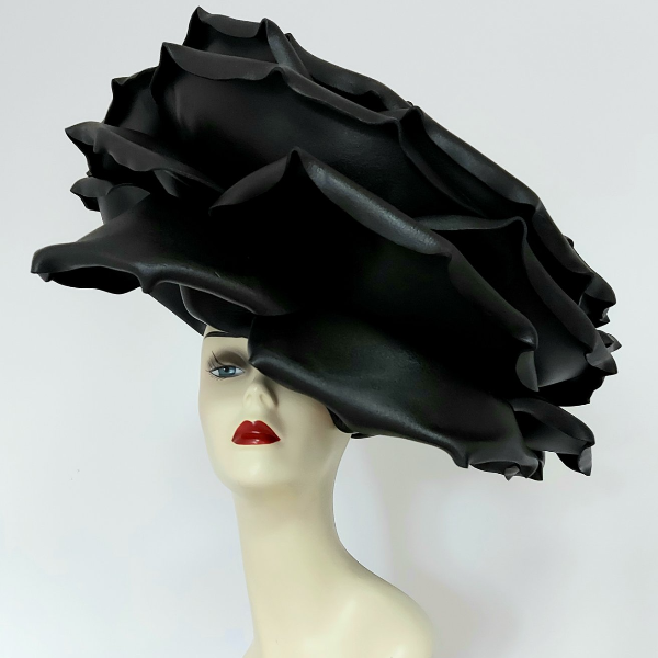 Large rose hat Burlesque, Funeral dress, black style, Halloween out Burlesque fit, halloween image, Black style, Wedding Dress.jpg