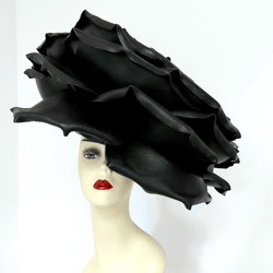 Giant gothic rose hat black style Halloween outfit Steampunk hat night club, theatrical performances, fashion shows