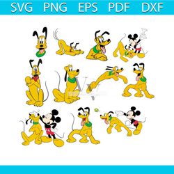 pluto and mickey, bundle 11 digital file pluto and mickey svg, disney svg, disney world, disney character, disney cartoo