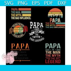 papa the man the myth the legend bundle svg, fathers day svg, retro vintage svg, papa svg, man svg, myth svg, legend svg