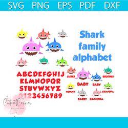 shark family svg, masks alphabet, daddy, baby, mommy, sister, brother font, bundle file, svg