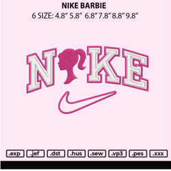 nike barbie embroidery file 6 sizes