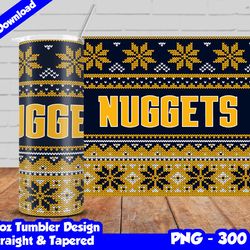 nuggets tumbler design png, 20oz skinny tumbler sublimation template, basketball nuggets, straight and tapered design,