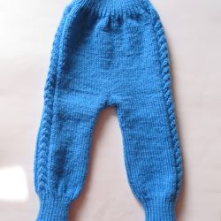 Hand knitted baby pants with braided cables wool warm winter children leg warmers seamless knit longies Christmas gift