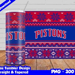 pistons tumbler design png, 20oz skinny tumbler sublimation template, basketball pistons, straight and tapered design,