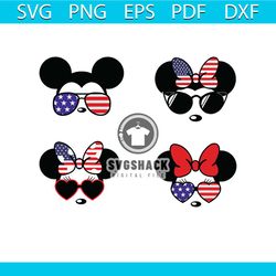 4th of july mickey minnie head bundle svg, independence day svg, 4th of july svg, mickey minnie svg, mickey bundle svg,