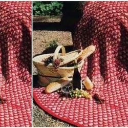 Digital | Vintage Knitting Pattern Afghan Burgund Honeycomb | Country Home Decor | English PDF Template