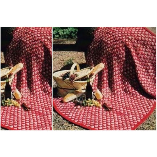 Digital  Vintage Knitting Pattern Afghan Burgund Honeycomb  Country Home Decor  English PDF Template.jpg