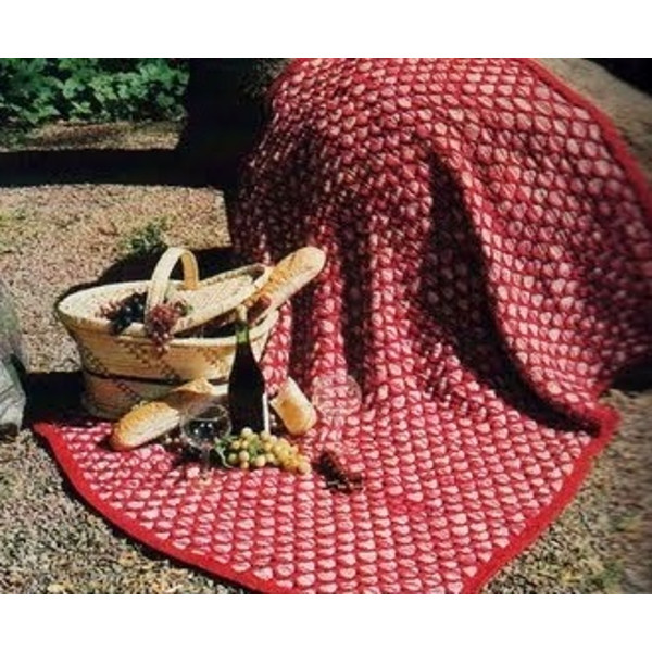 Digital  Vintage Knitting Pattern Afghan Burgund Honeycomb  Country Home Decor  English PDF Template (2).jpg