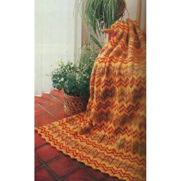 Digital  Vintage Knitting Pattern Afghan Ripple Autumn Glory  Country Home Decor  English PDF Template (2).jpg