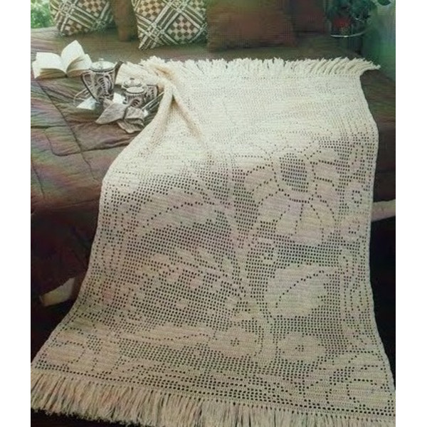 Digital  Vintage Crochet Pattern Afghan Filet Spring Flower  Country Home Decor  English PDF Template (2).jpg