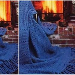 Digital | Vintage Crochet Pattern Afghan Blue Skies | Country Home Decor | English PDF Template