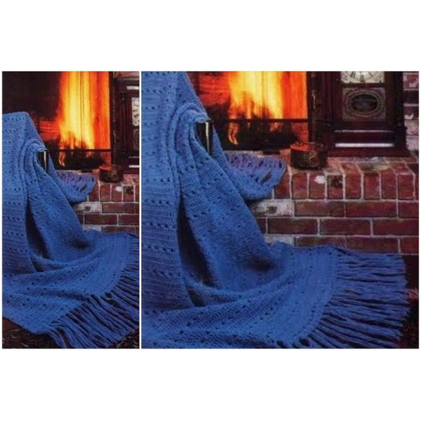 Digital  Vintage Crochet Pattern Afghan Blue Skies  Country Home Decor  English PDF Template.jpg