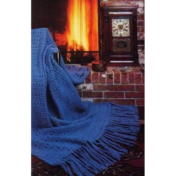 Digital  Vintage Crochet Pattern Afghan Blue Skies  Country Home Decor  English PDF Template (2).jpg