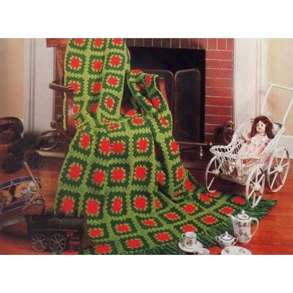Digital  Vintage Crochet Pattern Afghan Christmas Granny  Country Home Decor  English PDF Template (2).jpg