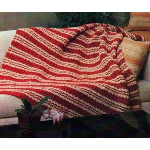 Digital  Vintage Crochet Pattern Afghan Colorado Stripes  Country Home Decor  English PDF Template (2).jpg