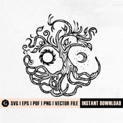 tree of life with sun and moon svg | sun and moon svg | celestial svg | moon phases | mystical svg | sun and moon svg |