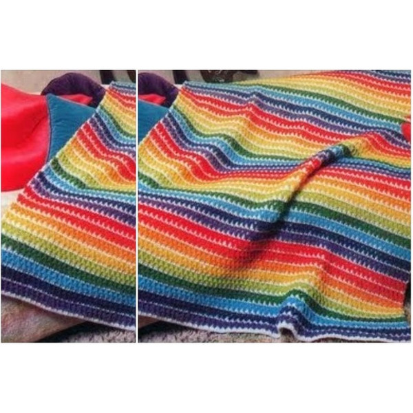 Digital  Vintage Crochet Pattern Afghan Rainbow Ripple  Country Home Decor  English PDF Template.jpg