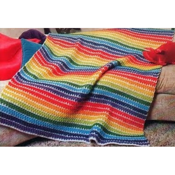 Digital  Vintage Crochet Pattern Afghan Rainbow Ripple  Country Home Decor  English PDF Template (2).jpg