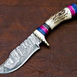Custom Handmade Damascus Hunting Knife Fixed Blade Knife,