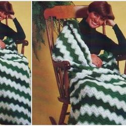Digital | Vintage Crochet Pattern Afghan Springtime Ripple | Country Home Decor | English PDF Template
