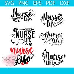 nurse life bundle svg, nurse svg, battery svg, syringe svg, stethoscope svg, heart svg, love svg, nurses life svg, nurse