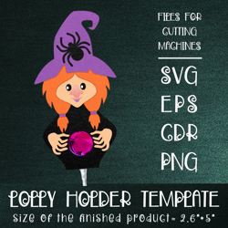 Witch and Spider | Halloween Lollipop Holder Template SVG