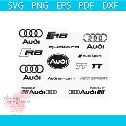 famous logo design history: audi, logo design gallery inspiration, logomix, audi bundle logo, svg