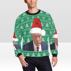 Trump Mugshot Santa Ugly Christmas Sweater