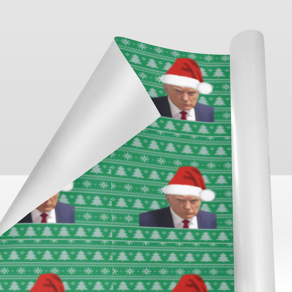 Trump Mugshot Santa Christmas Gift Wrapping Paper.png