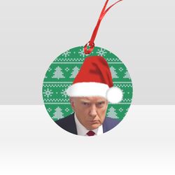 Trump Mugshot Santa Christmas Ornament
