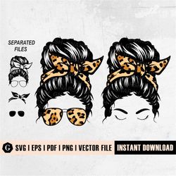 mom life leopard svg | momlife svg | leopard messy bun svg | lashes svg | eyebrows svg | glasses cut files | messy bun h