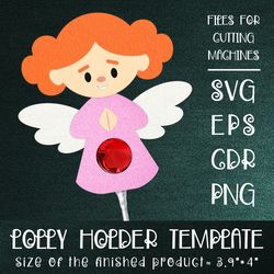 Angel Girl Lollipop Holder | Paper Craft Template SVG