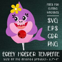 Baby Shark Girl | Lollipop Holder SVG | Paper Craft Template